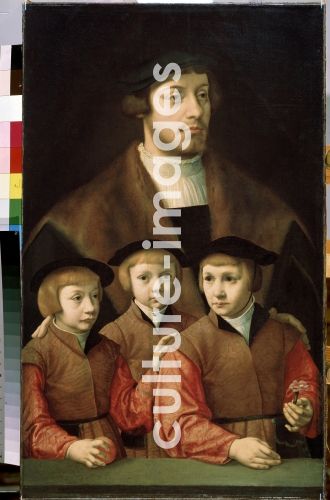 Bartholomäus Bruyn, Bildnis eines Mannes mit drei Söhne, Bruyn, Bartholomäus (Barthel), der Ältere (1493-1555)