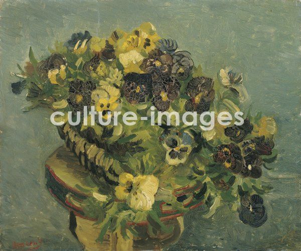 Vincent van Gogh, Basket of pansies on a small table