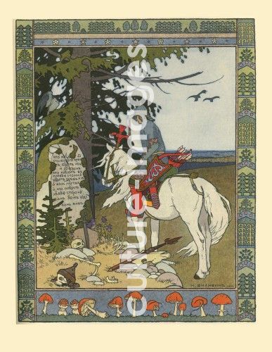 Iwan Jakowlewitsch Bilibin, Illustration zum Märchen Iwan Zarewitsch, der Feuervogel und der graue Wolf