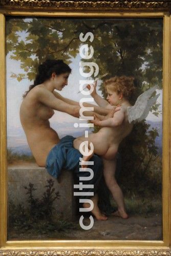 Eine junge Frau verteidigt sich vor Eros Eine junge Frau verteidigt sich vor Eros