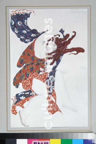 Léon Bakst, Bacchantin. Kostümentwurf zum Ballett Narcisse von N. Tscherepnin