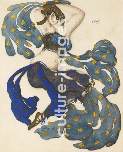 Léon Bakst, Odalisque. Kostümentwurf zum Ballett Scheherazade von N. Rimski-Korsakow