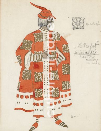 Léon Bakst, Kostümentwurf zum Theaterstück Das Martyrium des heiligen Sebastian nach Gabriele D