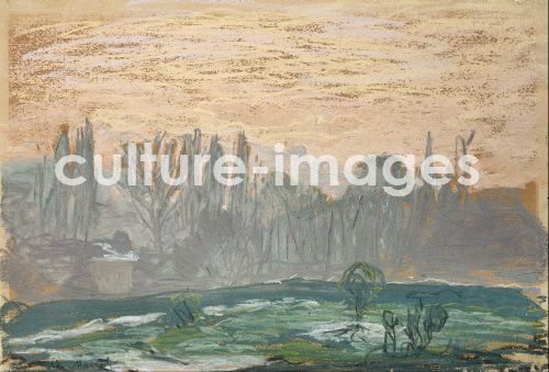 Claude Monet, Winterliche Landschaft mit Abendhimmel