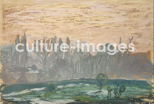 Claude Monet, Winterliche Landschaft mit Abendhimmel