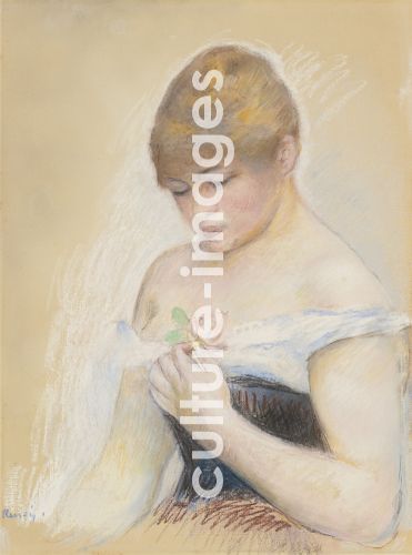 Pierre Auguste Renoir, Junge Frau mit einer Blume. Bildnis der Schauspielerin Jeanne Samary