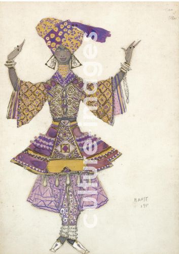 Léon Bakst, Kostümentwurf zum Ballett Der blaue Gott von R. Hahn