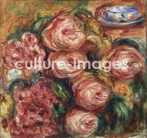 Pierre Auguste Renoir, Komposition mit Rosen und einer Tasse Tee