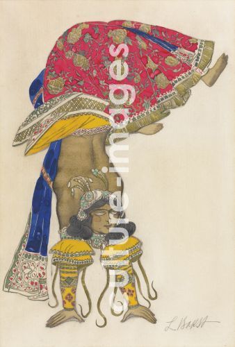 Léon Bakst, Kostümentwurf zum Ballett Der blaue Gott von R. Hahn