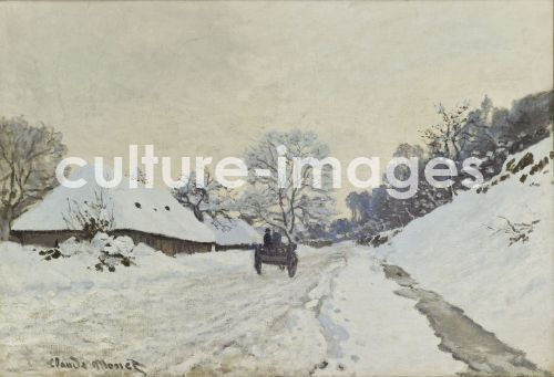 Claude Monet, Der Karren. Schneebedeckte Straße in Honfleur