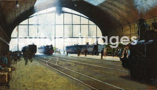 Angelo Morbelli, La stazione centrale di Milano nel 1889 (Mailänder Hauptbahnhof im Jahr 1889)