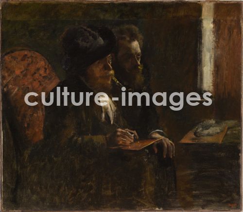 Edgar Degas, Degas, Edgar (1834-1917), Portrait du graveur Desboutin et du graveur Lepic, Öl auf Leinwand, Impressionismus, 1876-1877, Frankreich, Musée d