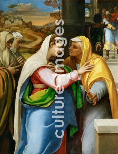 Sebastiano del Piombo, Piombo, Sebastiano, del (1485-1547), Begegnung von Maria und Elisabet, Öl auf Leinwand, Renaissance, um 1519, Italien, Venezianische Schule, Musée du Louvre, Paris, .