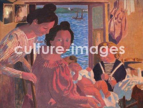 Maurice Denis, Denis, Maurice (1870-1943), Mutter und Kind in Le Pouldu, Abendlicht, Öl auf Leinwand, Fauvismus, 1899, Frankreich, Musée de Pont-Aven.