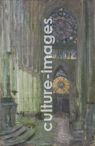Paul Helleu, Helleu, Paul César (1859-1927), Interieur der Kathedrale von Reims, Öl auf Leinwand, Postimpressionismus, um 1892, Frankreich, Musée des Beaux-arts, Rouen.