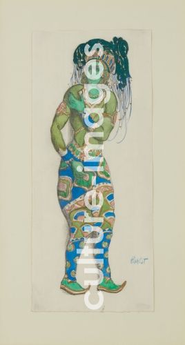 Léon Bakst, Kostümentwurf zum Ballett "Der blaue Gott" von R. Hahn