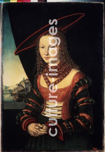 Lucas Cranach der Ältere, Bildnis einer Frau (Prinzessin Sibylle von Jülich-Kleve-Bergdes, Braut des Kurfürsten Friedrich III. von Sachsen)