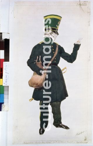 Léon Bakst, Briefträger. Kostümentwurf zum Ballett Die Puppenfee von J. Bayer, Bakst, Léon (1866-1924)