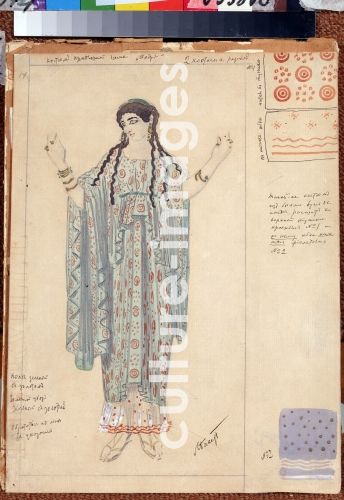 Léon Bakst, Hofdame. Kostümentwurf zum Theaterstück Hippolytos von Euripides, Bakst, Léon (1866-1924)