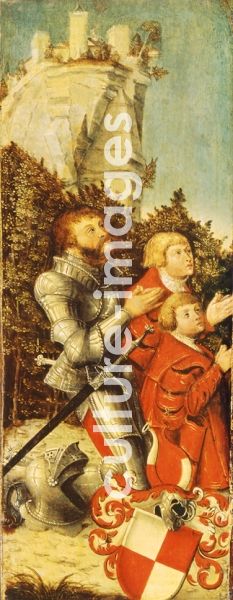 Lucas Cranach der Ältere, Bildnis eines Ritters mit zwei Söhne