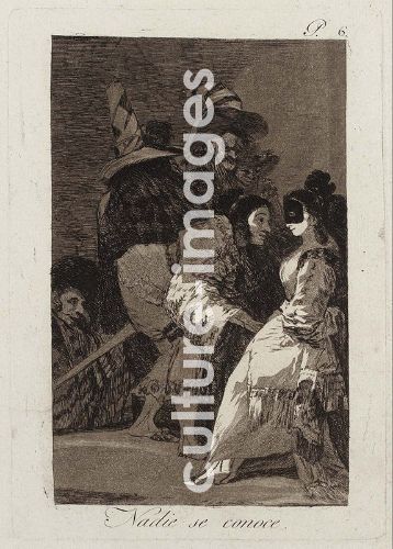 Nadie se conoce. (Nobody knows anybody, including himself). Plate 6 from the series Los Caprichos
