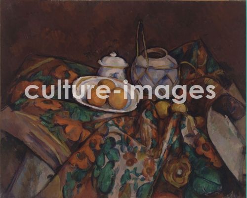 Paul Cézanne, Stillleben mit Ingwergefäß, Zuckerdose und Orangen