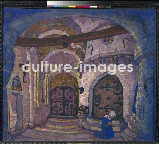 Nicholas Roerich, Im Kloster. Bühnenbildentwurf zur Oper Schwester Beatrice von A. Dawydow