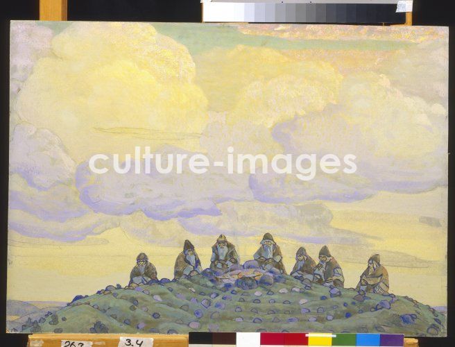 Nicholas Roerich, Die große Opferung. Bühnenbildentwurf zum Ballett Das Frühlingsopfer (Le Sacre du Printemps) von I. Strawinski