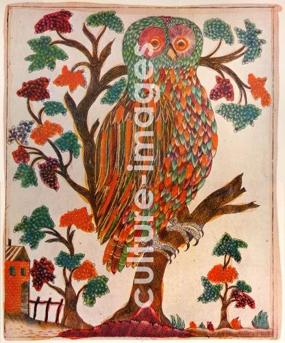 Russischer Meister, Russian master, The owl (Lubok),