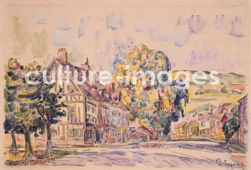 Paul Signac, Straße mit einem Fachwerkhaus in der Normandie