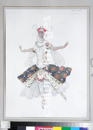 Léon Bakst, Die Braut. Kostümentwurf für Tamara Karsawina zum Ballett Der blaue Gott von R. Hahn