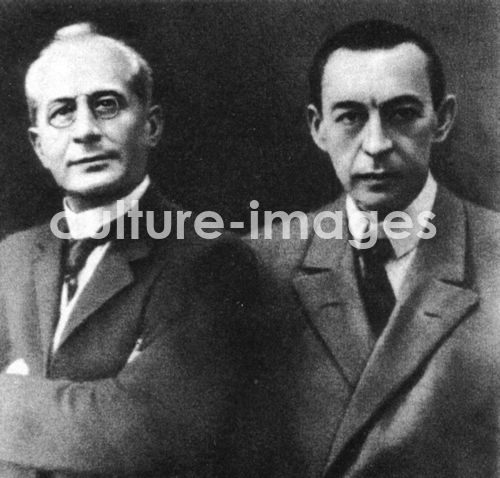 Komponist Sergei Rachmaninow (1873-1943) und Pianist und Dirigent Alexander Siloti (1863-1945)