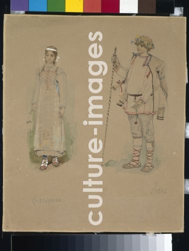 Viktor Michailowitsch Wasnezow, Snow Maiden and Lel. Costume design for the opera Snow Maiden by N. Rimsky-Korsakov