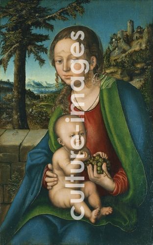Lucas Cranach der Ältere, The Virgin with Child with a Bunch Grapes
