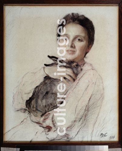 Valentin Alexandrowitsch Serow, Portrait of Kleopatra Obninskaya with a Hare