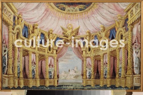 Russischer Meister, Hall with a collonade. Stage design for a theatre play