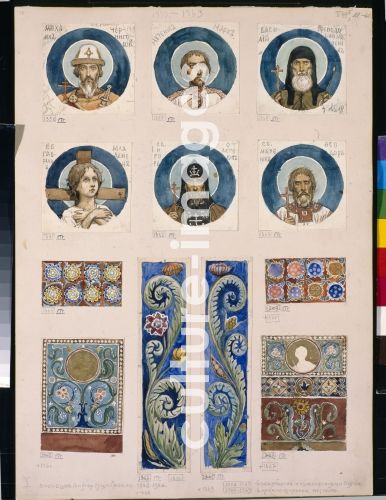 Viktor Michailowitsch Wasnezow, Medallions with Russian Saints (Study for frescos in the St Vladimir