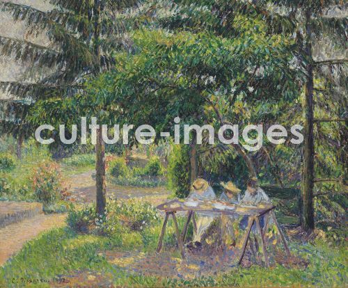 Camille Pissarro, Children seated in the garden at Eragny (Enfants attablés dans le jardin à Eragny)