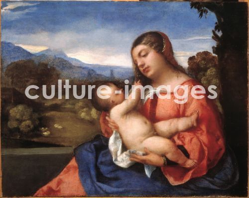 Tizian, Madonna and Child in a Landscape