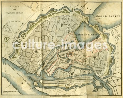 Map of the city of Hamburg 1842