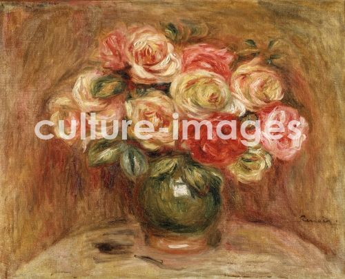Pierre Auguste Renoir, Bouquet of Roses in a Green Vase