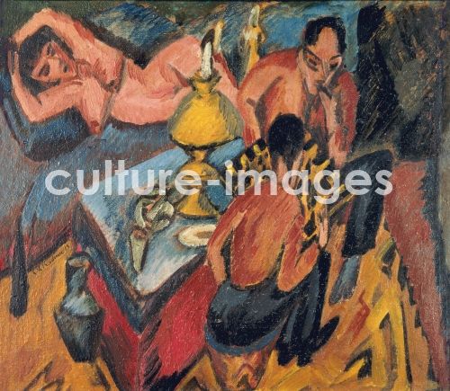 Ernst Ludwig Kirchner, Erich Heckel and Otto Mueller playing Chess