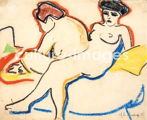 Ernst Ludwig Kirchner, Two Nudes on a Bed