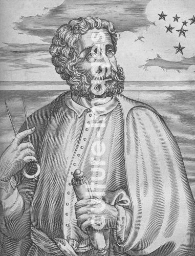 Nicolas de Larmessin, Portrait of Ferdinand Magellan. (From Isaac Bullart’s Academie des sciences et des arts)