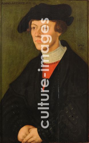 Lucas Cranach der Ältere, Portrait of a 19-year-old young man in black clothes