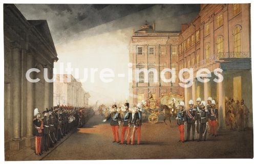 Zichy, Mihály, Parade in front of the Anichkov Palace in Petersburg