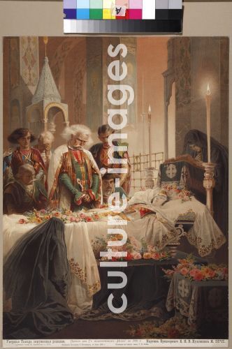 Zichy, Mihály, Tamara in the coffin. Illustration to the poem "The Demon" by Mikhail Lermontov