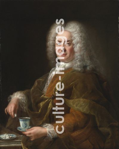 Alexis Simon Belle, Portrait of a gentleman holding a cup of chocolate