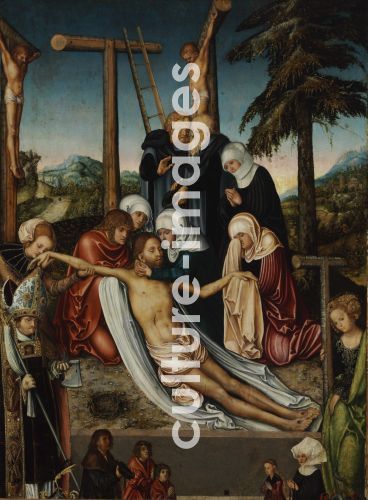 Lucas Cranach der Ältere, The Lamentation over Christ with Saints Wolfgang and Helena