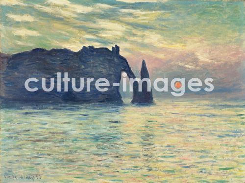 Claude Monet, The Cliff, Étretat, Sunset